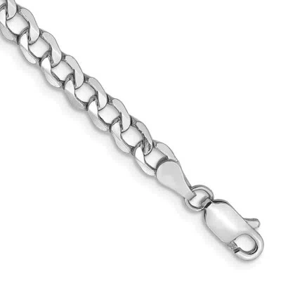 Pre-owned Samajewelers Real 14k White Gold 4.3mm Semi-solid Curb Chain Bracelet; 8 Inch