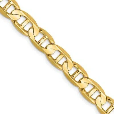 Pre-owned Samajewelers Real 14k Yellow Gold 7mm Concave Anchor Chain; 24 Inch; Lobster Clasp