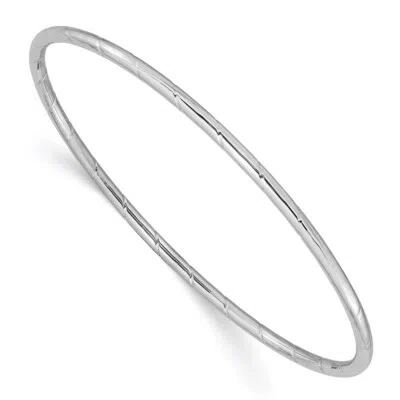 Pre-owned Samajewelers Real 14kt White Gold 2.5mm Grooved Slip-on Bangle; 8.5 Inch