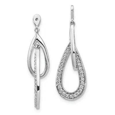 Pre-owned Samajewelers Real 14k White Gold Double Teardrop Dangle Diamond Earring Jackets