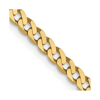 Pre-owned Samajewelers Real 14kt Yellow Gold 2.3mm Flat Beveled Curb Chain; 20 Inch; Lobster Clasp