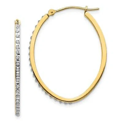 Pre-owned Samajewelers Real 14k Yellow Gold Diamond Fascination Oval Hinged Hoop Earrings