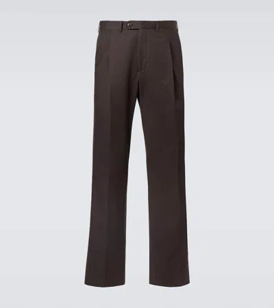 Saman Amel Amo Cotton And Cashmere Straight Pants In Brown