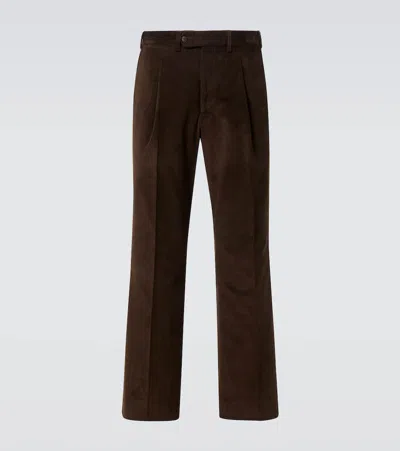 Saman Amel Amo Cotton Corduroy Straight Pants In Brown