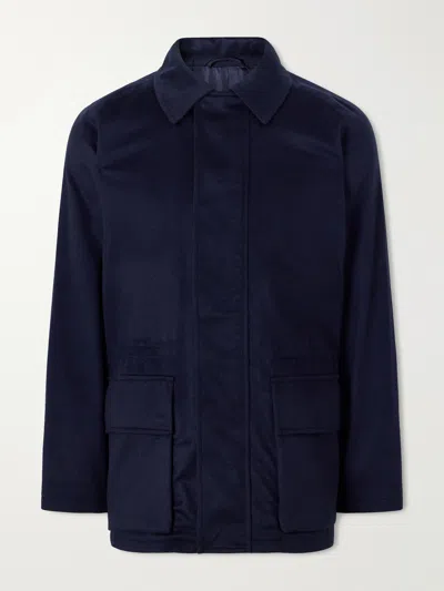 Saman Amel Brushed Cashmere Coat In Blue