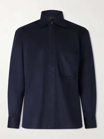 Saman Amel Cashmere Shirt Jacket In Blue