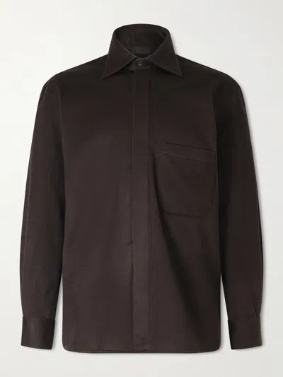 Saman Amel Cashmere Shirt Jacket In Brown