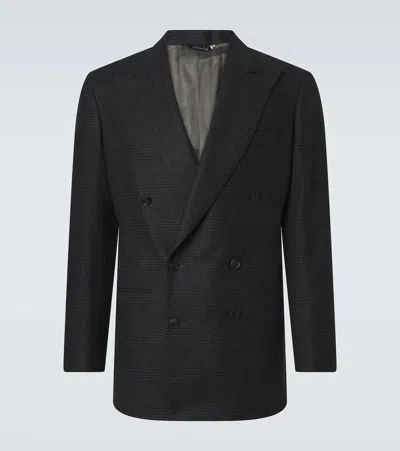 Saman Amel Checked Wool Flannel Blazer In Black