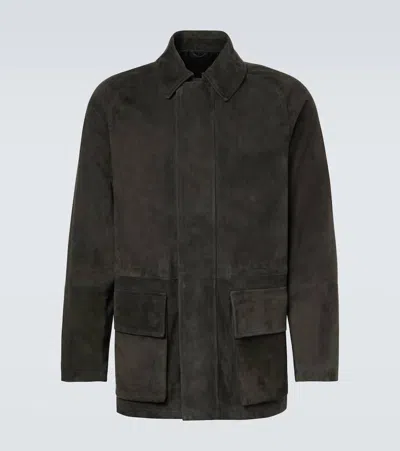 Saman Amel City Suede Jacket In Brown