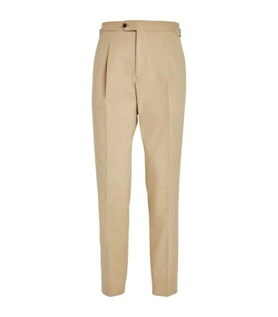 Saman Amel Cotton-blend Tailored Trousers In Beige