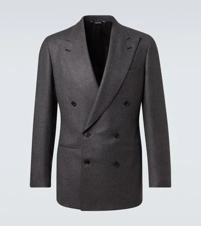 Saman Amel Double-breasted Wool Suit Jacket In Gray