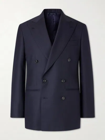 Saman Amel Double-breasted Wool Suit Jacket In Blue