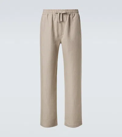 Saman Amel Linen Wide-leg Pants In Neutral