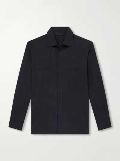 Saman Amel Silk Overshirt In Black