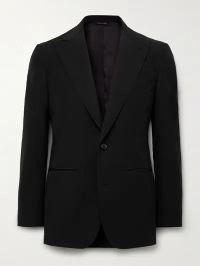 Saman Amel Slim-fit Wool, Mohair And Linen-blend Suit Jacket In Black