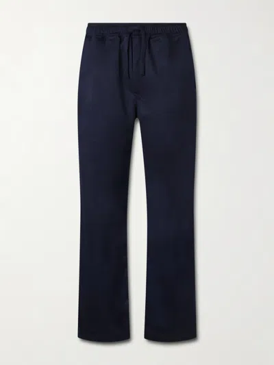 Saman Amel Straight-leg Cashmere Drawstring Trousers In Blue