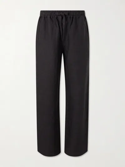 Saman Amel Straight-leg Linen Trousers In Black