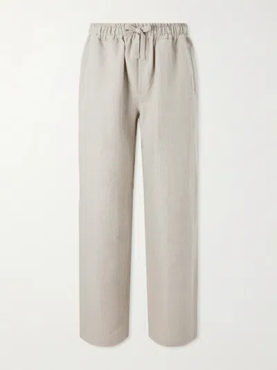 Saman Amel Straight-leg Linen Trousers In Neutral
