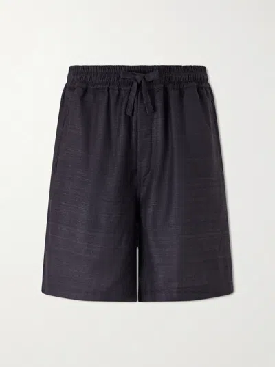 Saman Amel Straight-leg Silk Shorts In Blue