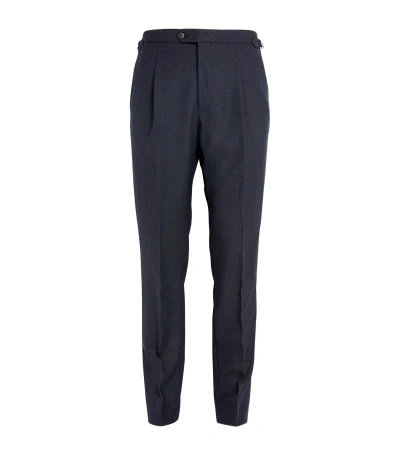 Saman Amel Wool-cashmere Tailored Trousers In Navy