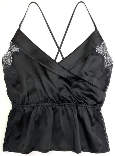 Samantha Chang Silk Tuxedo Cami In Black