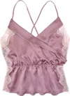 Samantha Chang Silk Tuxedo Cami In Soft Plum In Multi