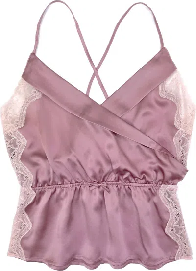 Samantha Chang Silk Tuxedo Cami In Soft Plum In Multi