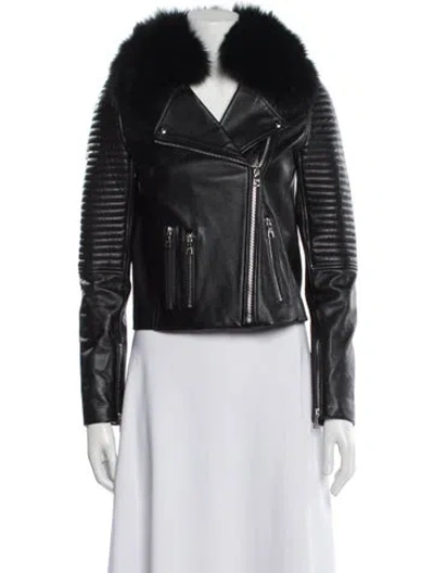 Pre-owned Samantha Sipos Calf Leather Biker Jacket In Black