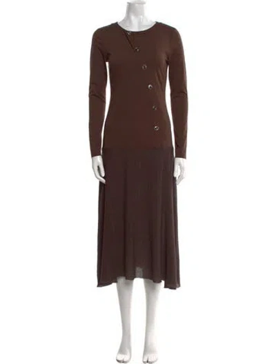 Pre-owned Samantha Sipos Crew Neck Midi Length Dress In Brown
