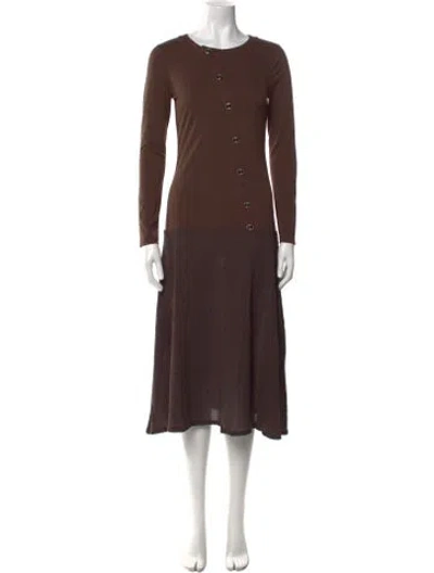 Pre-owned Samantha Sipos Crew Neck Midi Length Dress In Brown