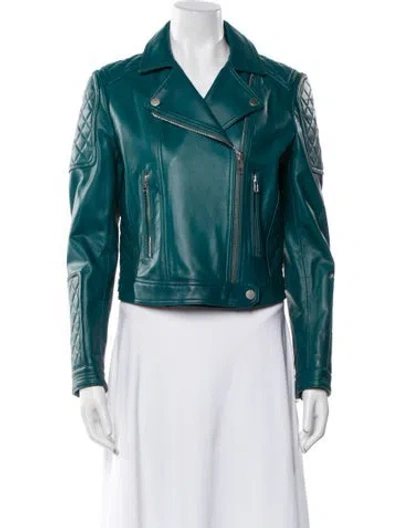 Pre-owned Samantha Sipos Leather Biker Jacket In Blue