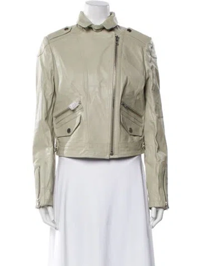 Pre-owned Samantha Sipos Leather Biker Jacket In Neutral