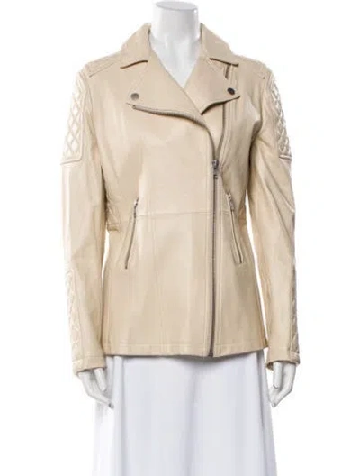 Pre-owned Samantha Sipos Leather Biker Jacket In Neutral