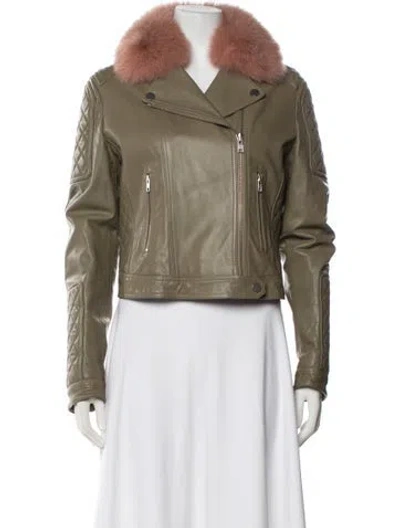 Pre-owned Samantha Sipos Leather Biker Jacket In Neutral