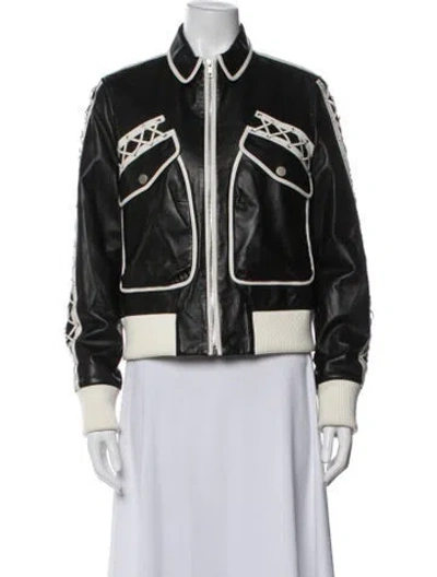 Pre-owned Samantha Sipos Leather Bomber Jacket In Black