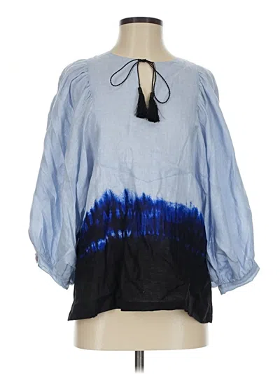 Pre-owned Samantha Sung 3/4 Sleeve Blouse In Blue