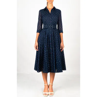 Samantha Sung A-line Midi Aster Shirtdress In Blue
