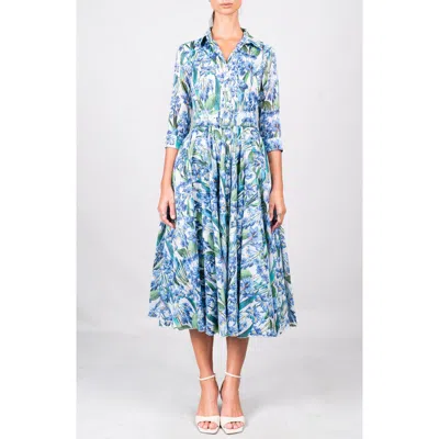 Samantha Sung A-line Midi Aster Shirtdress In Blue