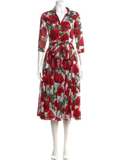 Pre-owned Samantha Sung Alligator Midi Length Dress W/ Tags In Red
