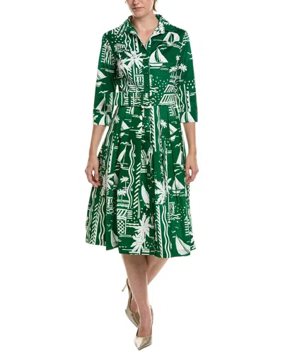 Samantha Sung Amber Cote D'azure Midi Shirtdress In Green