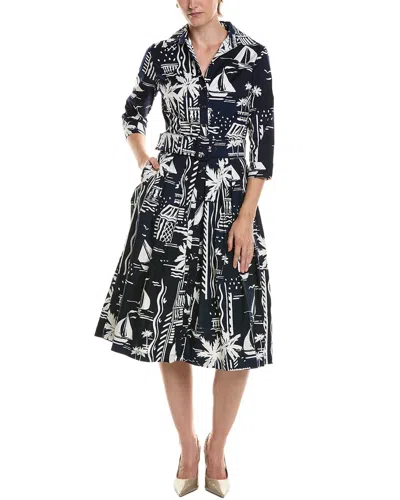 Samantha Sung Amber Cote D'azure Midi Shirtdress In Blue