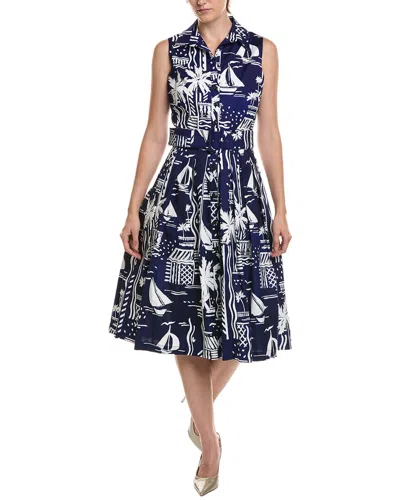 Samantha Sung Amber Cote D'azure Midi Shirtdress In Blue