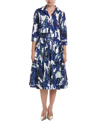 Samantha Sung Amber Wisteria Bloom Midi Shirtdress In White