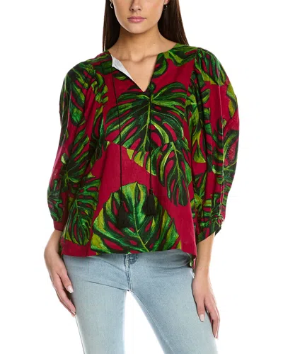 Samantha Sung Anastasia Linen Top In Green