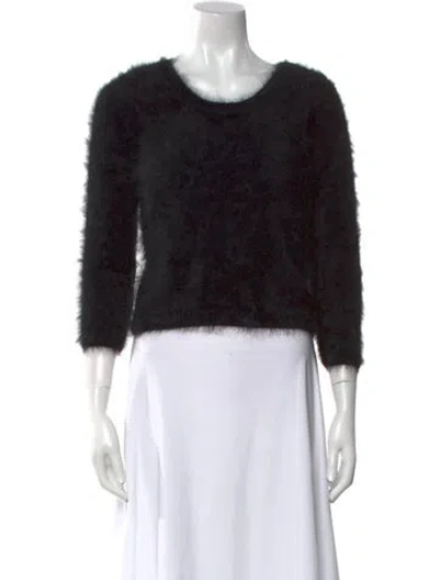 Pre-owned Samantha Sung Angora Scoop Neck Sweater W/ Tags In Black