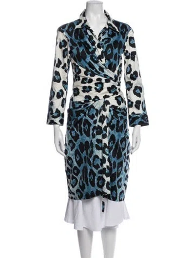 Pre-owned Samantha Sung Animal Print Coat In Blue