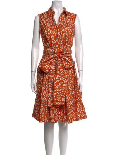 Pre-owned Samantha Sung Animal Print Knee-length Dress In Orange