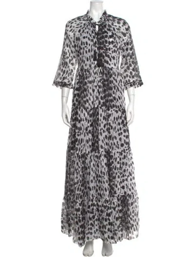 Pre-owned Samantha Sung Animal Print Long Dress In Multi
