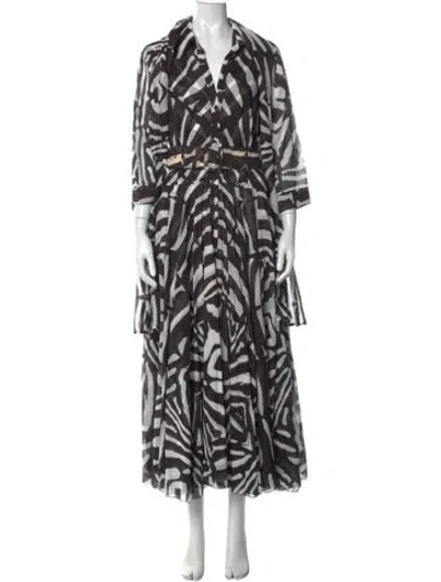 Pre-owned Samantha Sung Animal Print Long Dress W/ Tags In Black/white