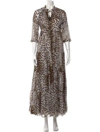 Pre-owned Samantha Sung Animal Print Long Dress W/ Tags In Gray